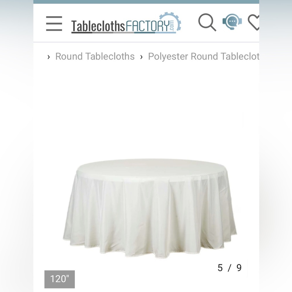 (2) Ivory Round Polyester Tablecloth